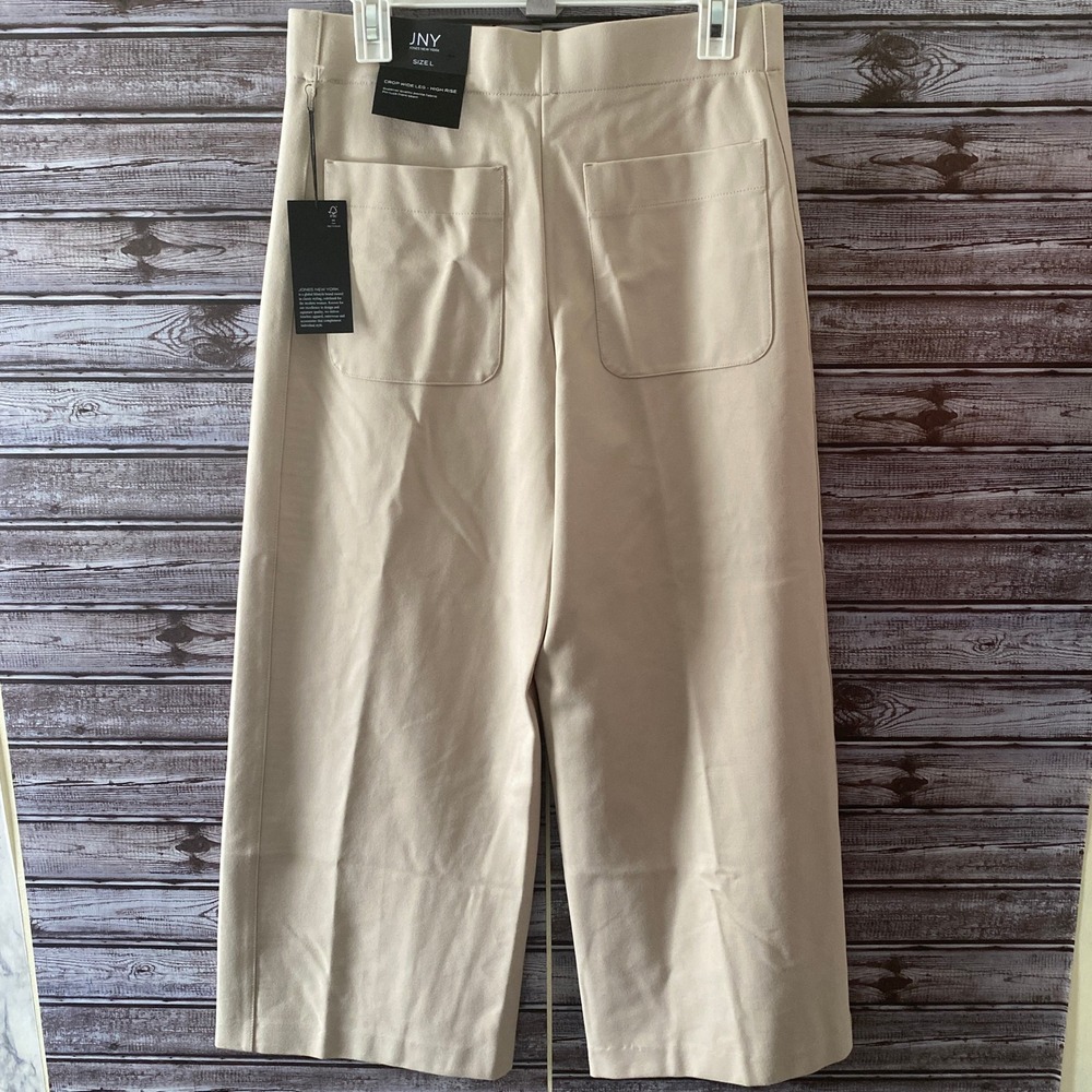 Jones New York Women's Cropped Wide-Leg Pants Size L High-Rise Cream NWT - Picture 2 of 6